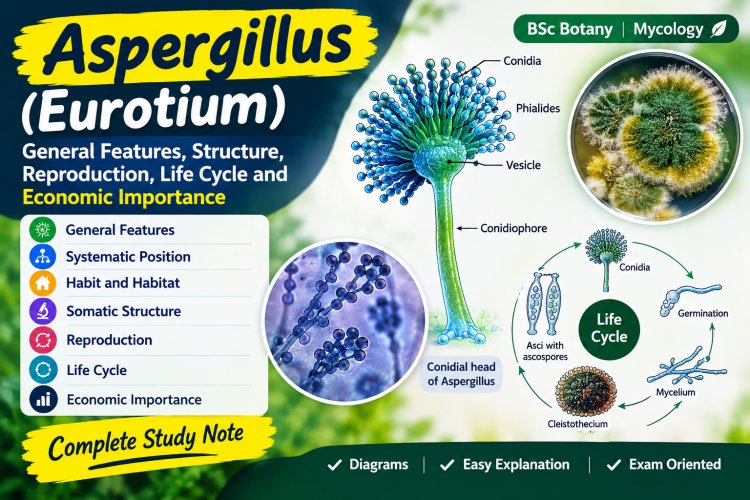 Aspergillus (Eurotium): Structure, Reproduction, Life Cycle & Economic Importance | BSc Botany Notes